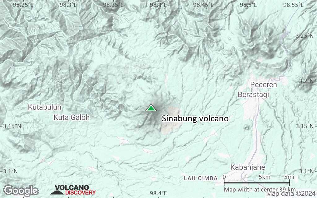 Terrain-type map of Sinabung volcano (scale of 20-40 km)
