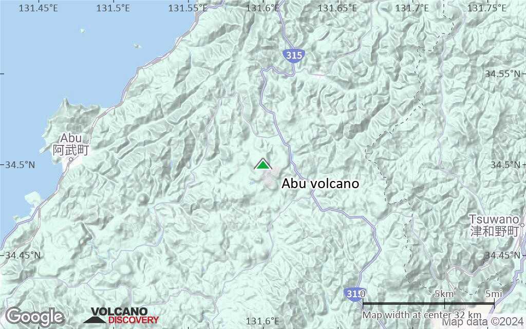 Terrain-type map of Abu volcano (scale of 20-40 km)