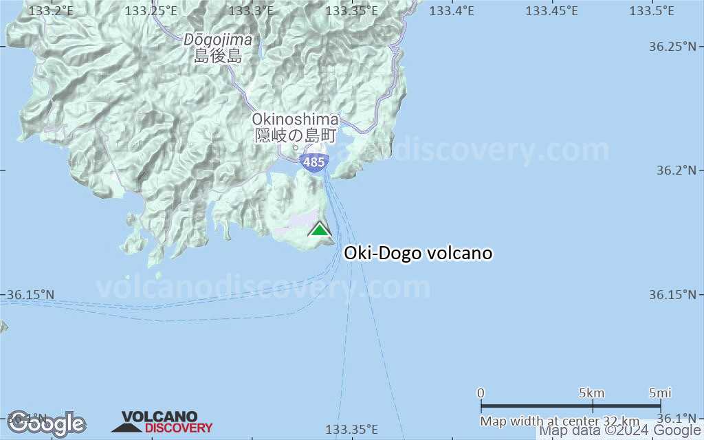 Terrain-type map of Oki-Dogo volcano (scale of 20-40 km)