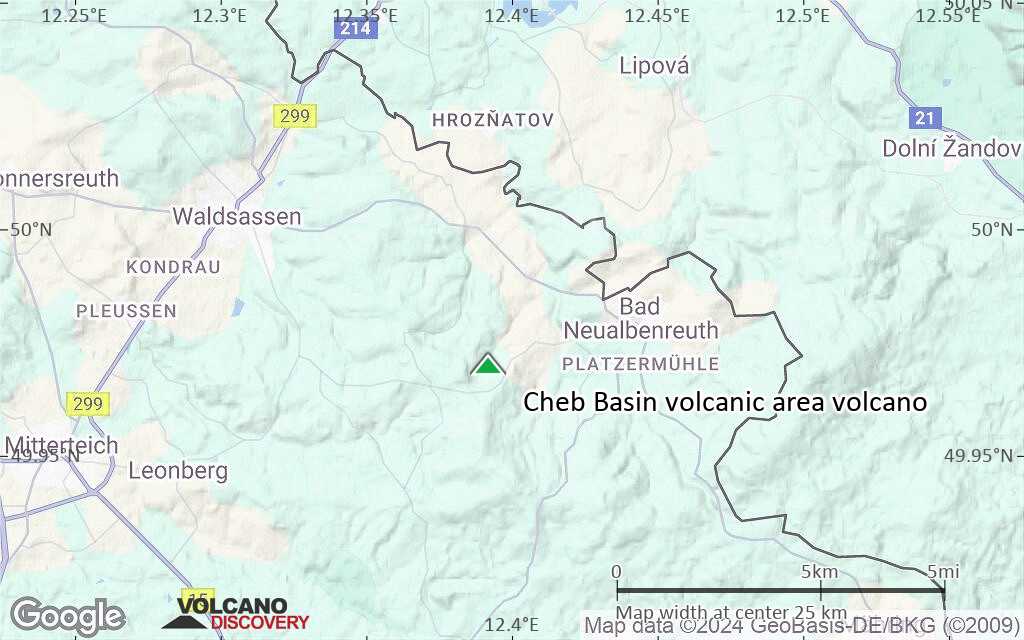 Terrain-type map of Cheb Basin volcanic area volcano (scale of 20-40 km)
