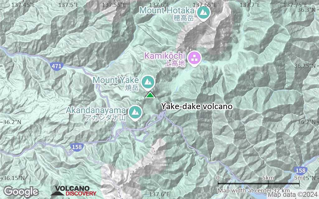 Terrain-type map of Yake-dake volcano (scale of 20-40 km)