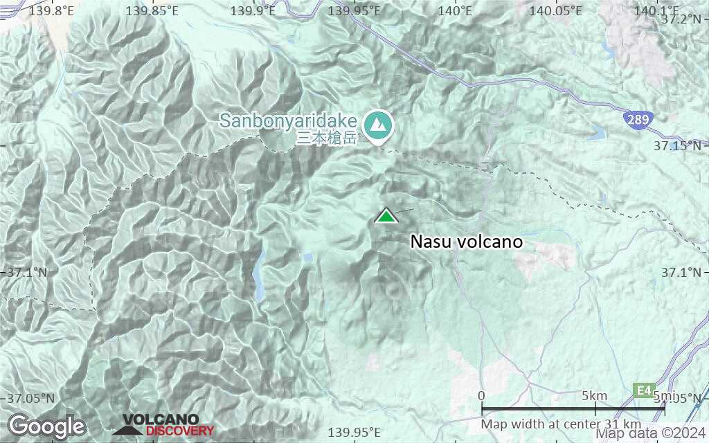 Terrain-type map of Nasu volcano (scale of 20-40 km)