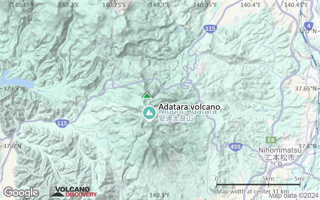 Terrain-type map of Adatara volcano (scale of 20-40 km)