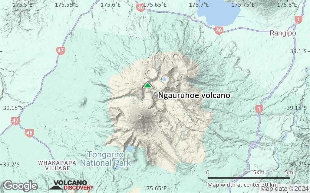 Terrain-type map of Ngauruhoe volcano (scale of 20-40 km)