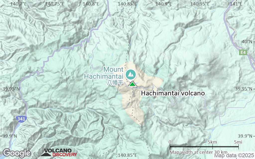 Terrain-type map of Hachimantai volcano (scale of 20-40 km)