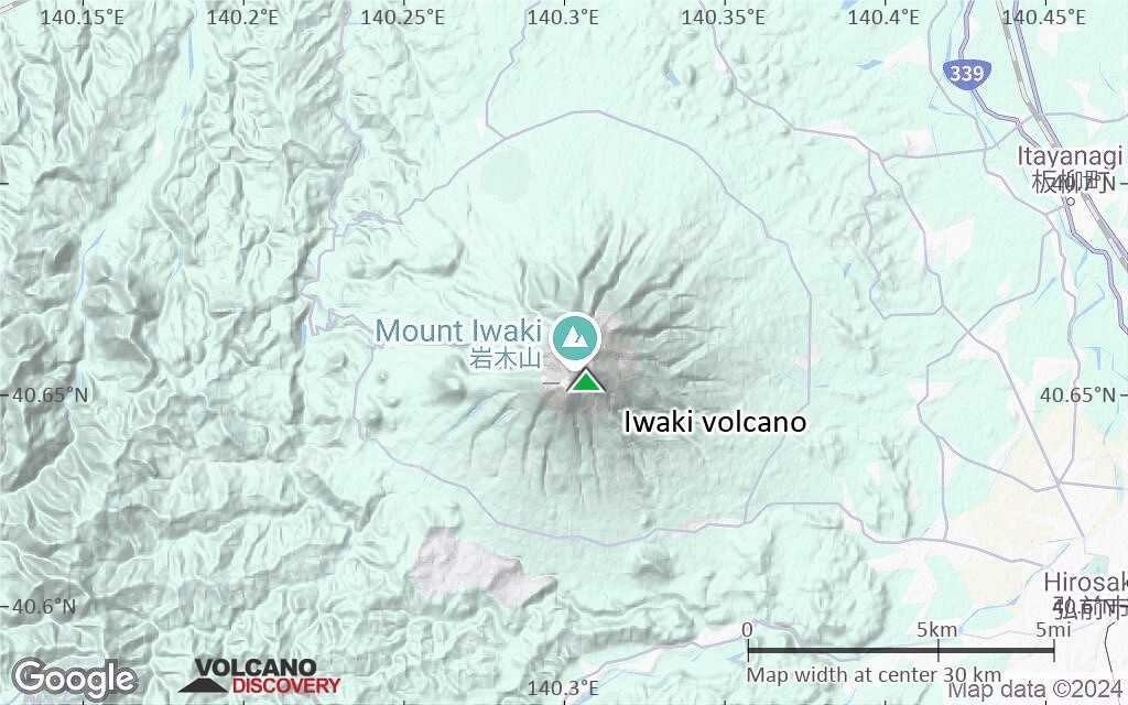 Terrain-type map of Iwaki volcano (scale of 20-40 km)
