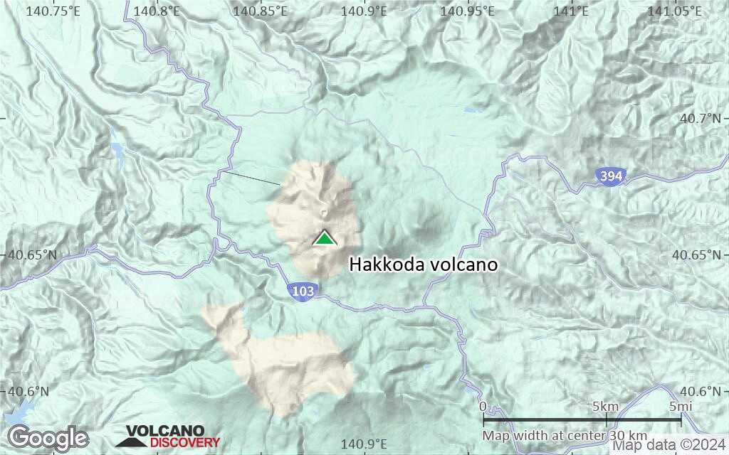 Terrain-type map of Hakkoda volcano (scale of 20-40 km)