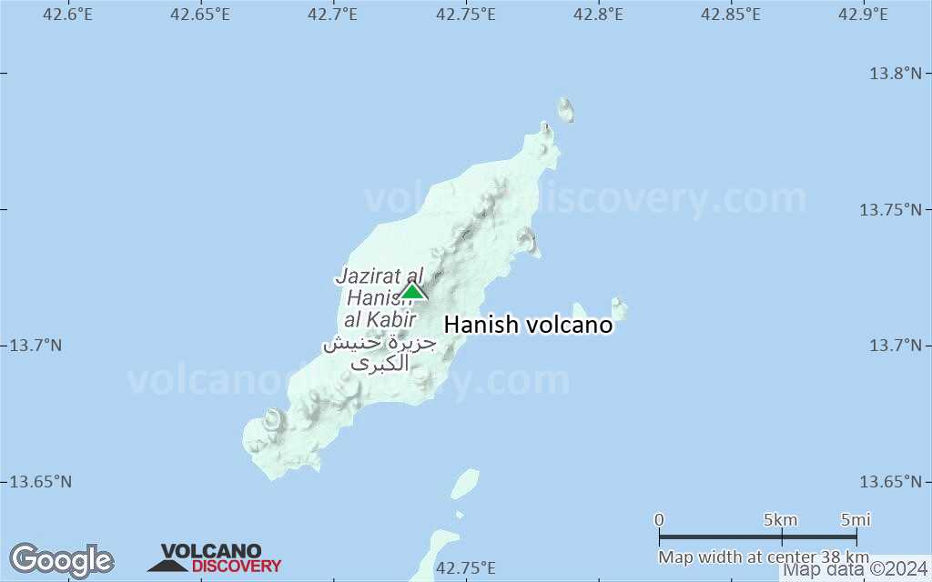 Terrain-type map of Hanish volcano (scale of 20-40 km)