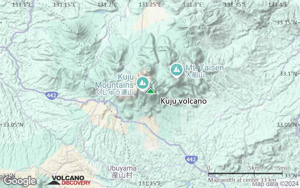 Terrain-type map of Kuju volcano (scale of 20-40 km)