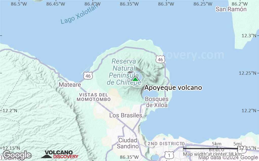 Terrain-type map of Apoyeque volcano (scale of 20-40 km)