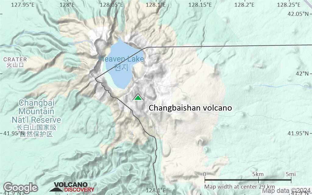 Terrain-type map of Changbaishan volcano (scale of 20-40 km)