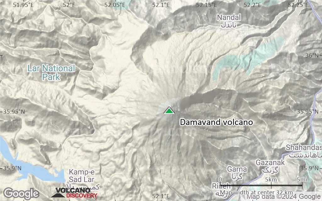 Terrain-type map of Damavand volcano (scale of 20-40 km)