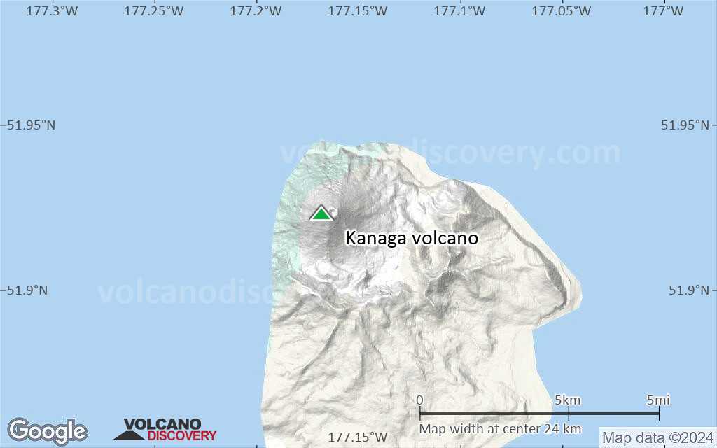 Terrain-type map of Kanaga volcano (scale of 20-40 km)