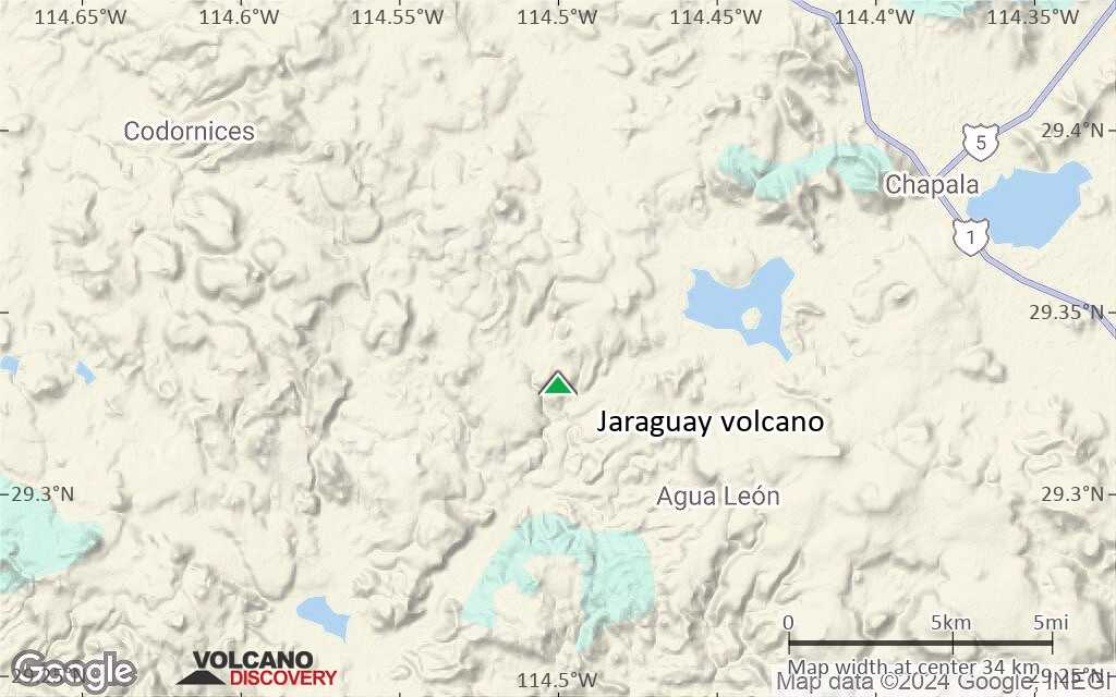 Terrain-type map of Jaraguay volcano (scale of 20-40 km)
