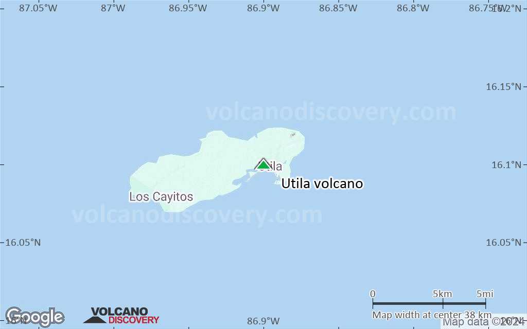 Terrain-type map of Utila volcano (scale of 20-40 km)