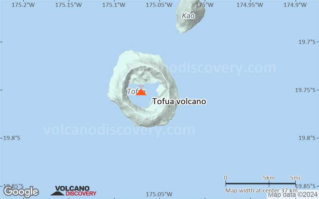 Terrain-type map of Tofua volcano (scale of 20-40 km)