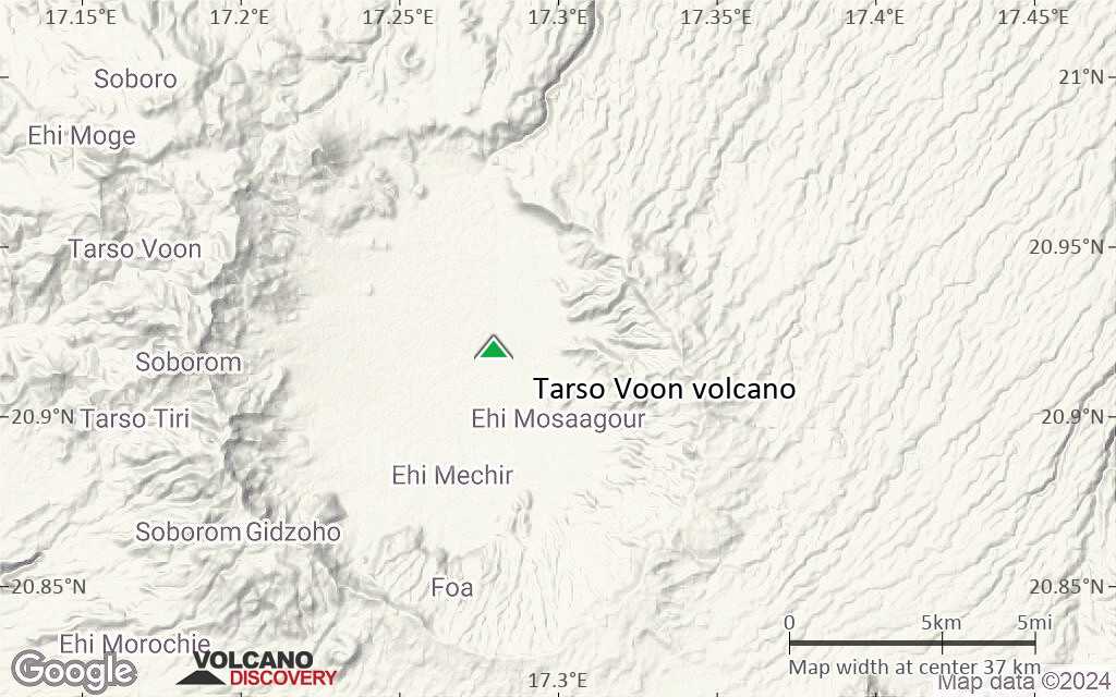 Terrain-type map of Tarso Voon volcano (scale of 20-40 km)