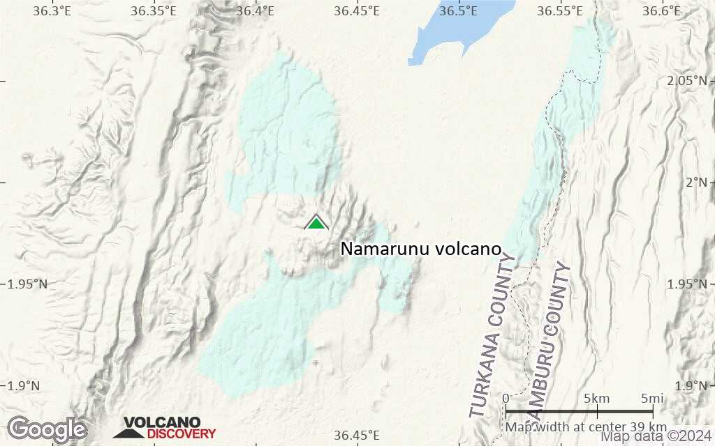 Terrain-type map of Namarunu volcano (scale of 20-40 km)