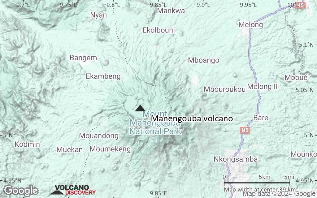 Terrain-type map of Manengouba volcano (scale of 20-40 km)