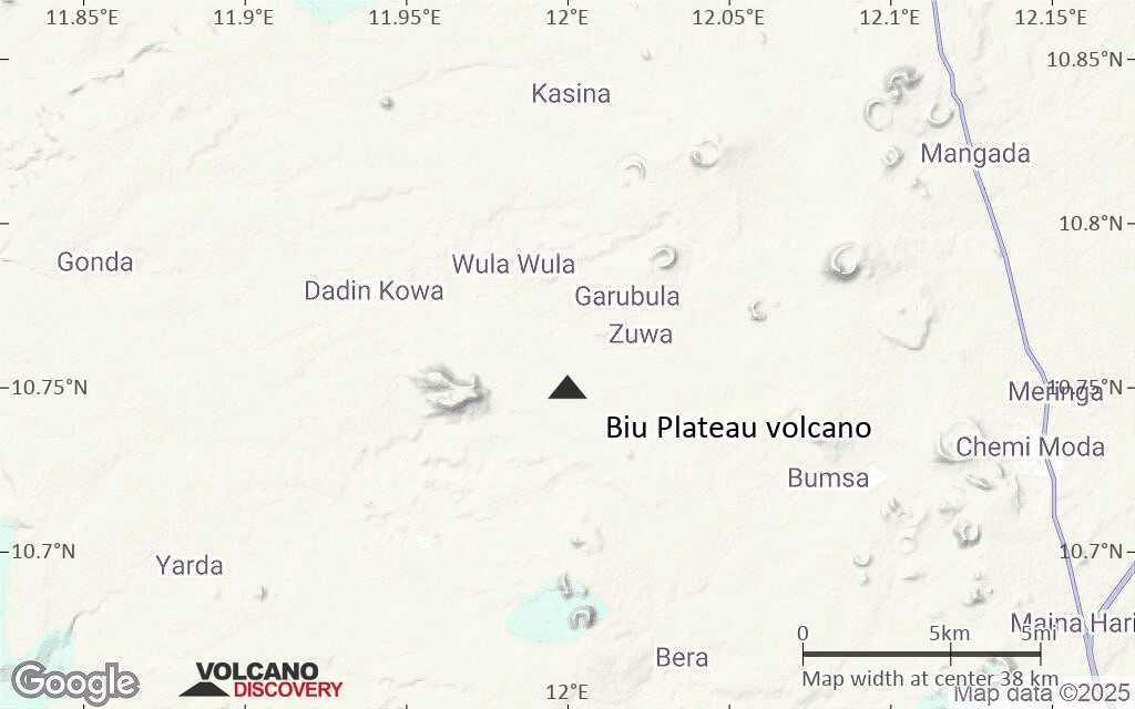 Terrain-type map of Biu Plateau volcano (scale of 20-40 km)