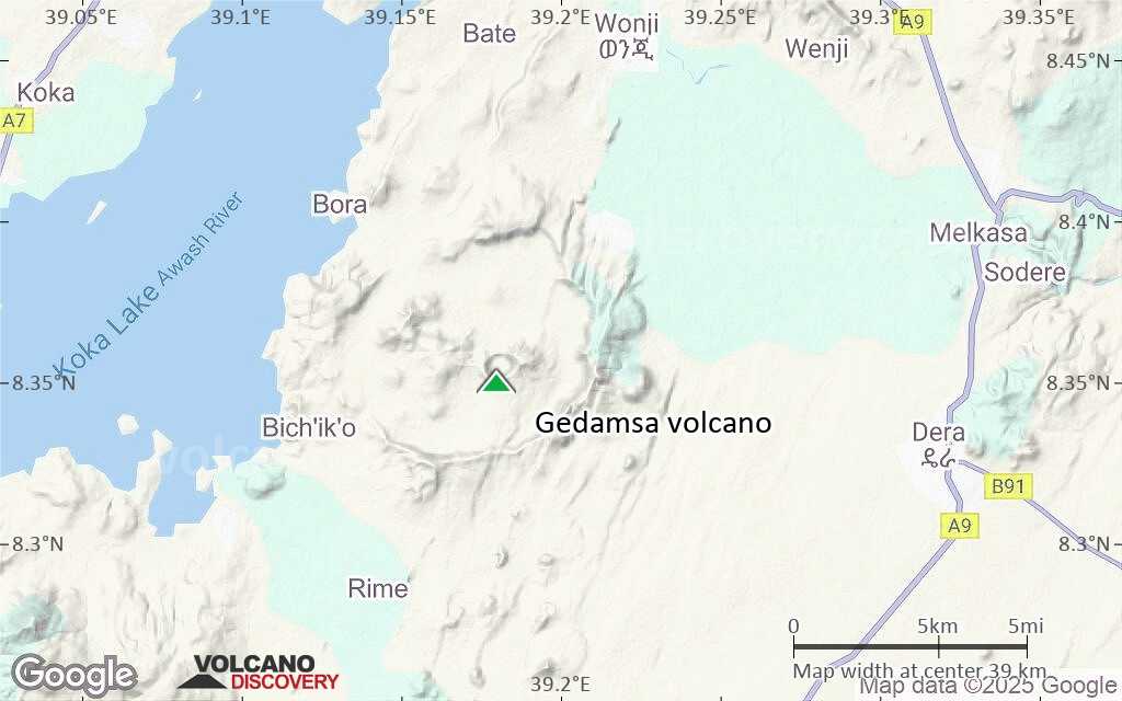 Terrain-type map of Gedamsa volcano (scale of 20-40 km)