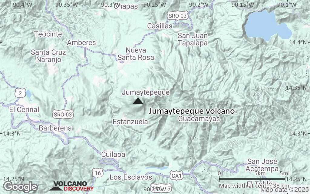 Terrain-type map of Jumaytepeque volcano (scale of 20-40 km)
