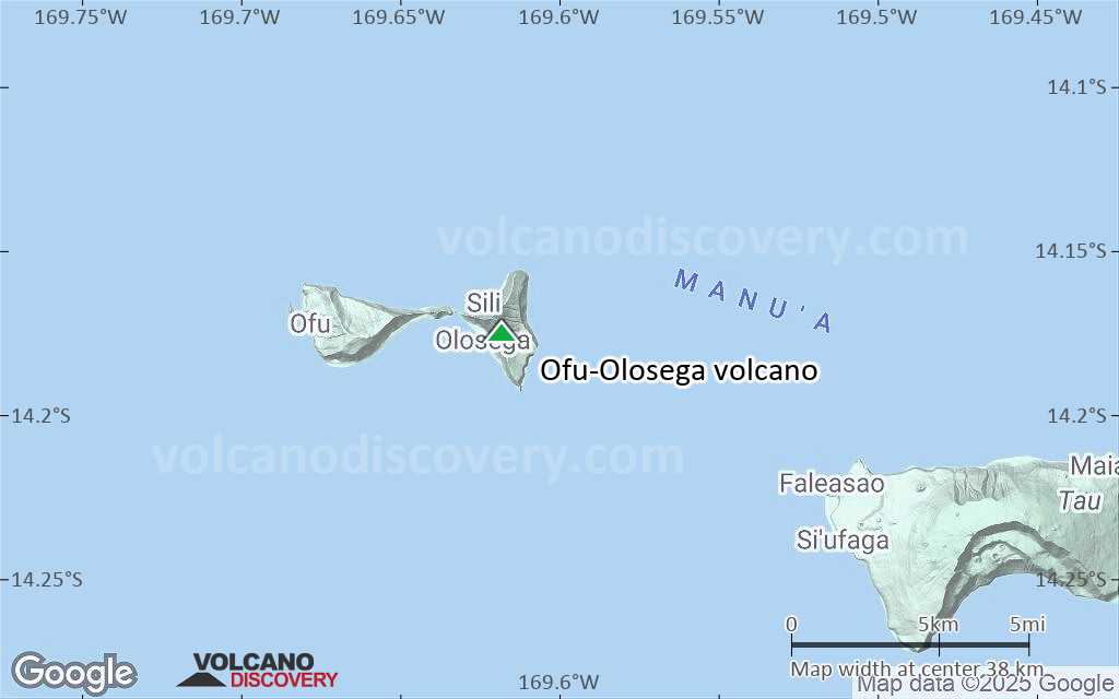 Terrain-type map of Ofu-Olosega volcano (scale of 20-40 km)