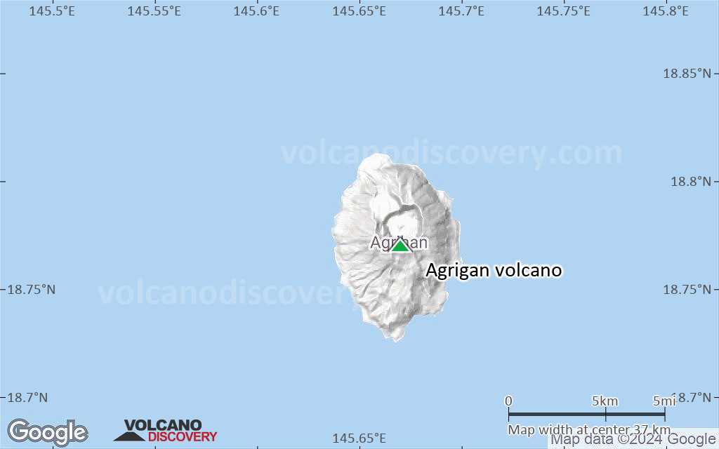 Terrain-type map of Agrigan volcano (scale of 20-40 km)