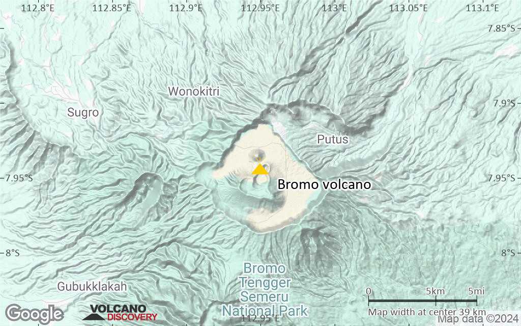 Terrain-type map of Bromo volcano (scale of 20-40 km)