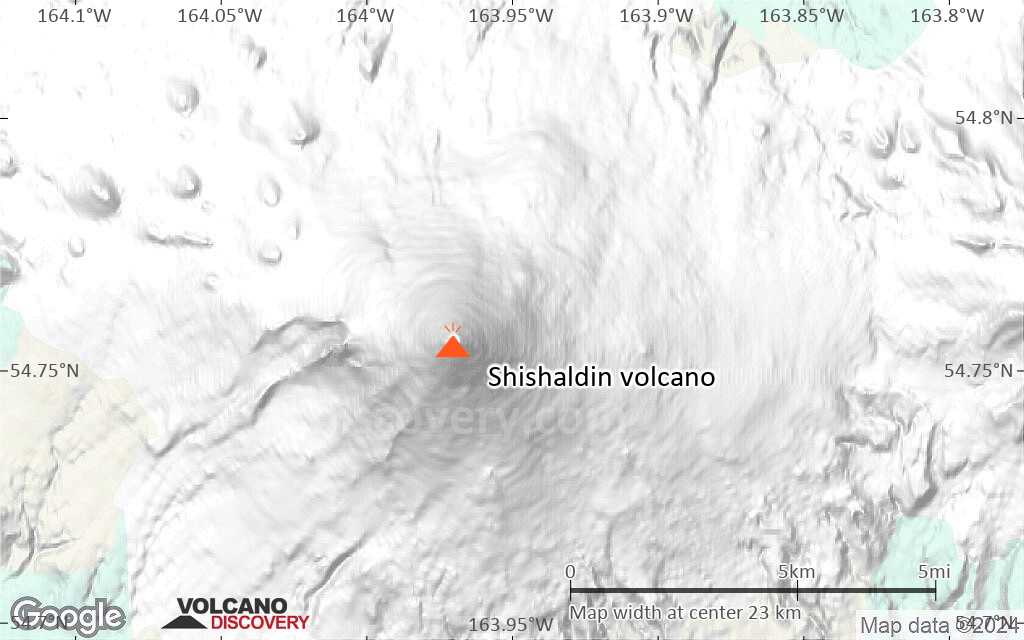 Terrain-type map of Shishaldin volcano (scale of 20-40 km)