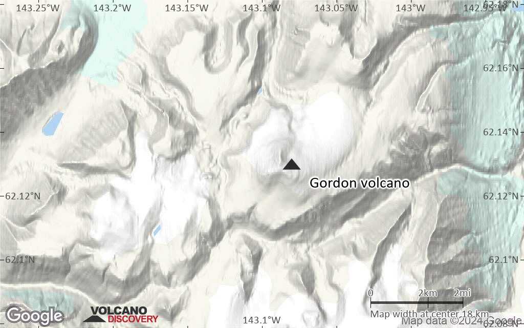 Terrain-type map of Gordon volcano (scale of 20-40 km)
