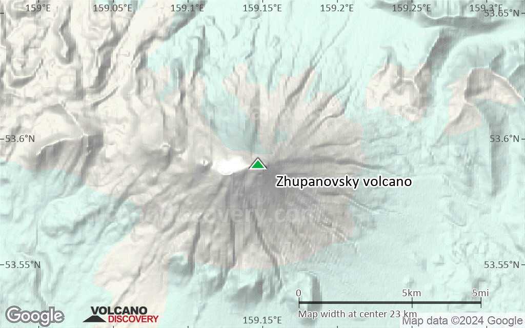 Terrain-type map of Zhupanovsky volcano (scale of 20-40 km)