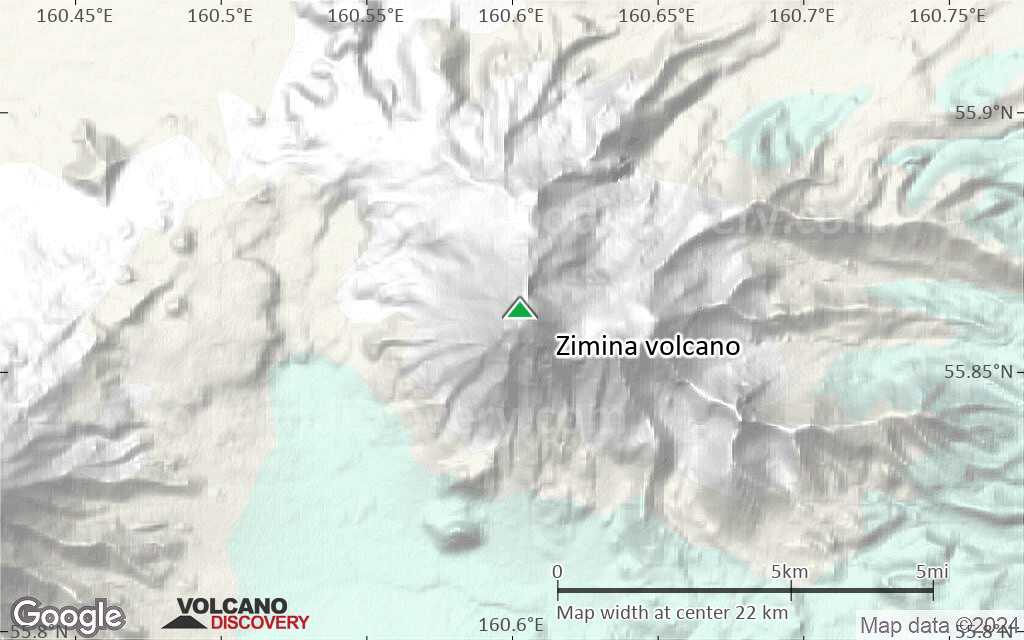 Terrain-type map of Zimina volcano (scale of 20-40 km)