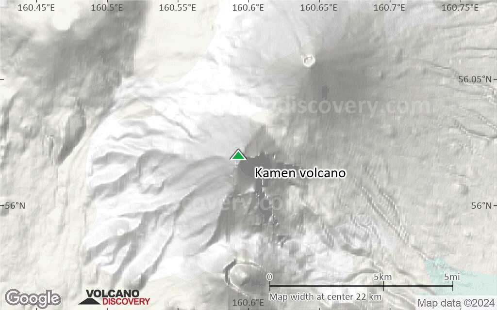 Terrain-type map of Kamen volcano (scale of 20-40 km)