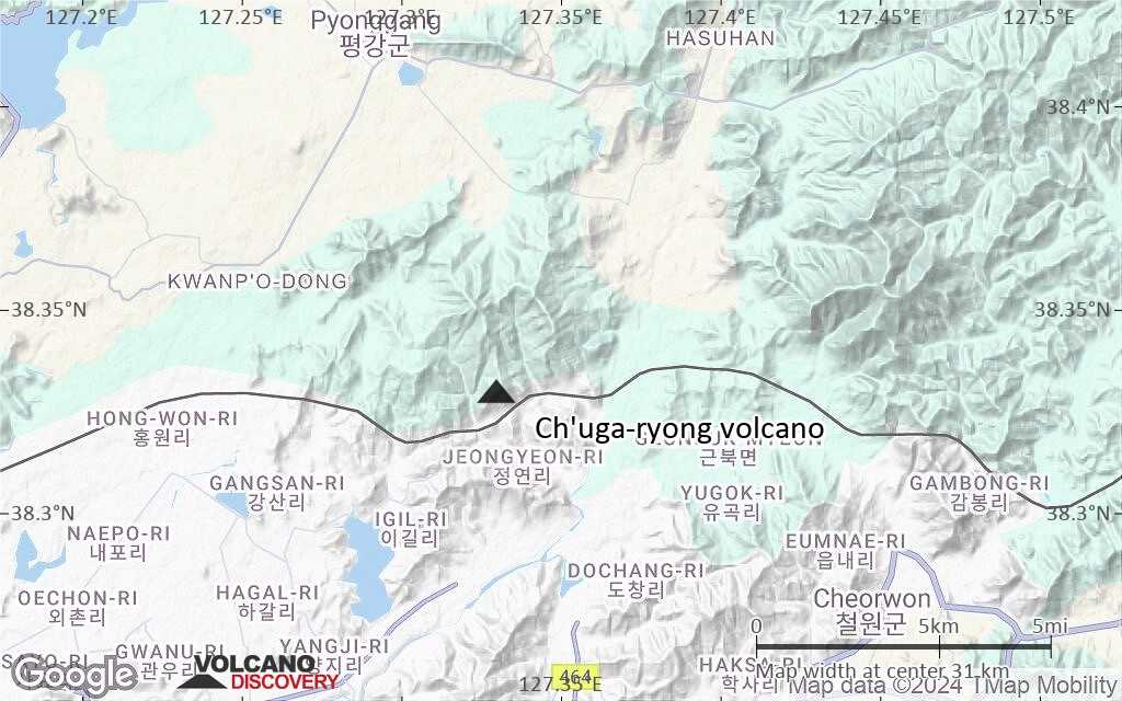 Terrain-type map of Ch'uga-ryong volcano (scale of 20-40 km)