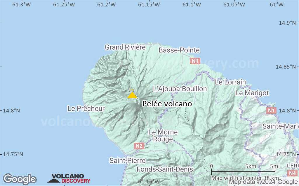 Terrain-type map of Pelée volcano (scale of 20-40 km)