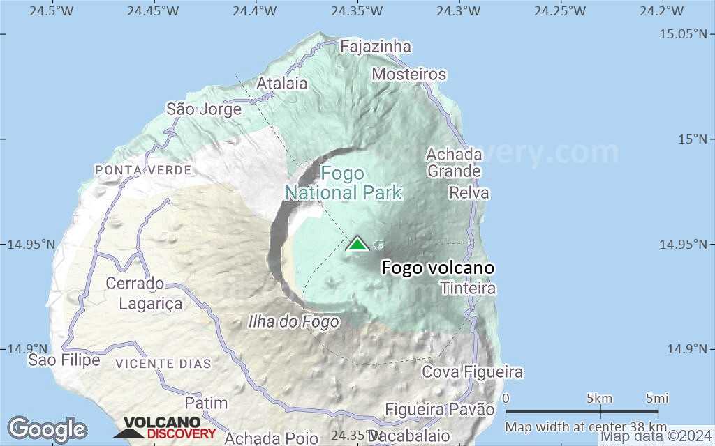 Terrain-type map of Fogo volcano (scale of 20-40 km)