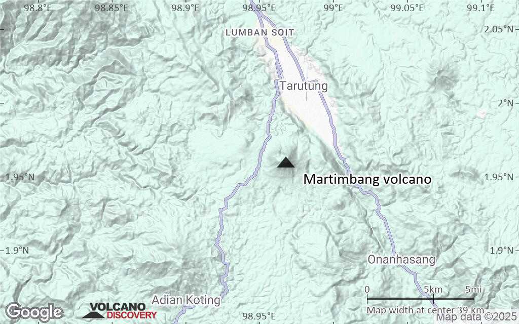 Terrain-type map of Martimbang volcano (scale of 20-40 km)
