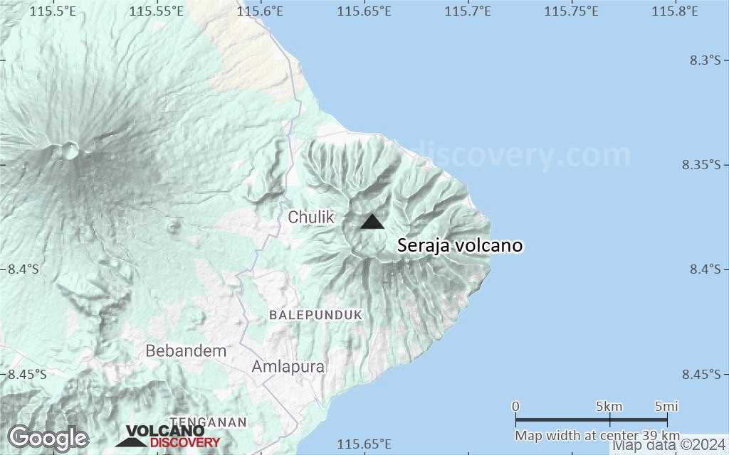Terrain-type map of Seraja volcano (scale of 20-40 km)