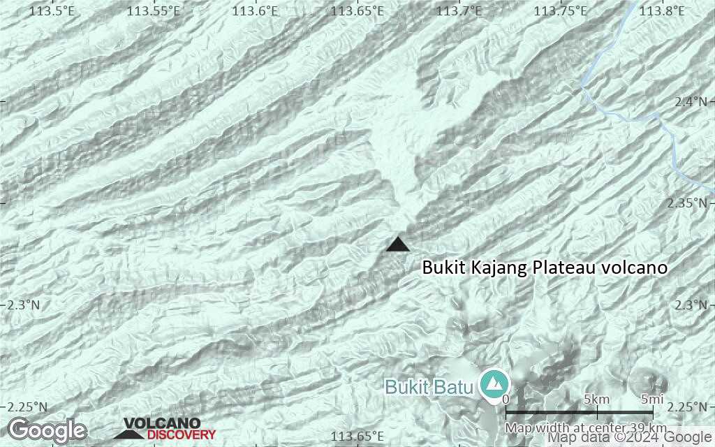 Terrain-type map of Bukit Kajang Plateau volcano (scale of 20-40 km)