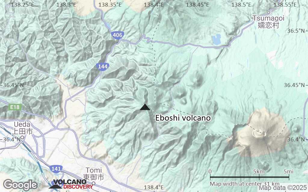 Terrain-type map of Eboshi volcano (scale of 20-40 km)