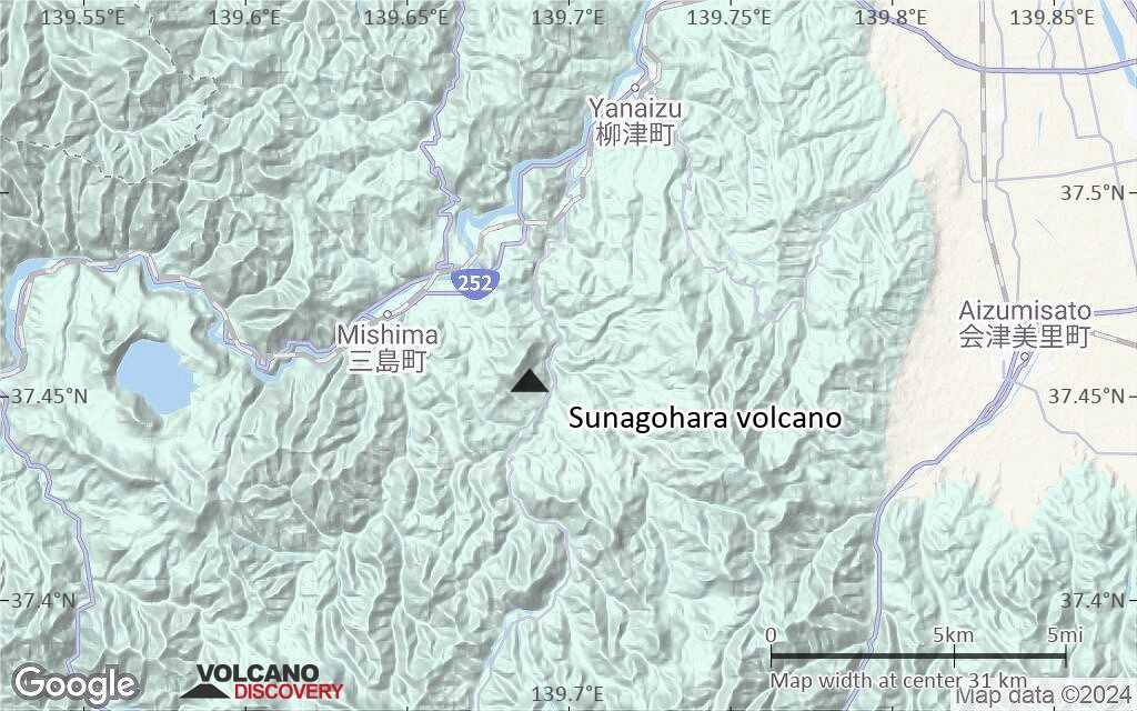 Terrain-type map of Sunagohara volcano (scale of 20-40 km)