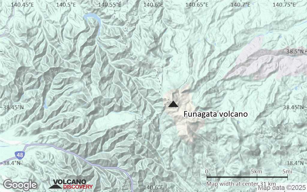 Terrain-type map of Funagata volcano (scale of 20-40 km)