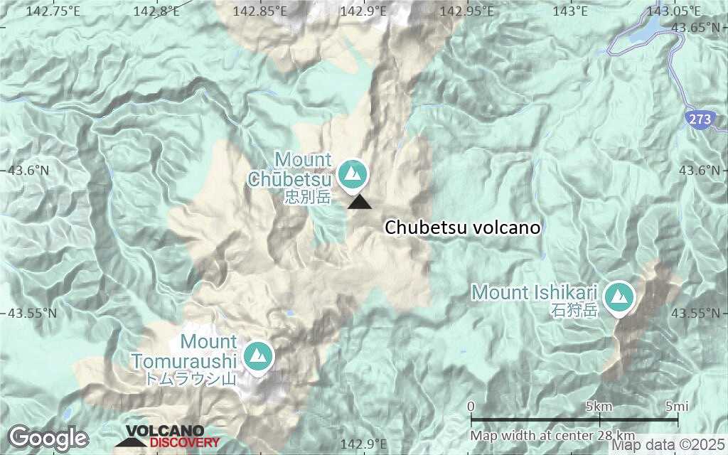 Terrain-type map of Chubetsu volcano (scale of 20-40 km)