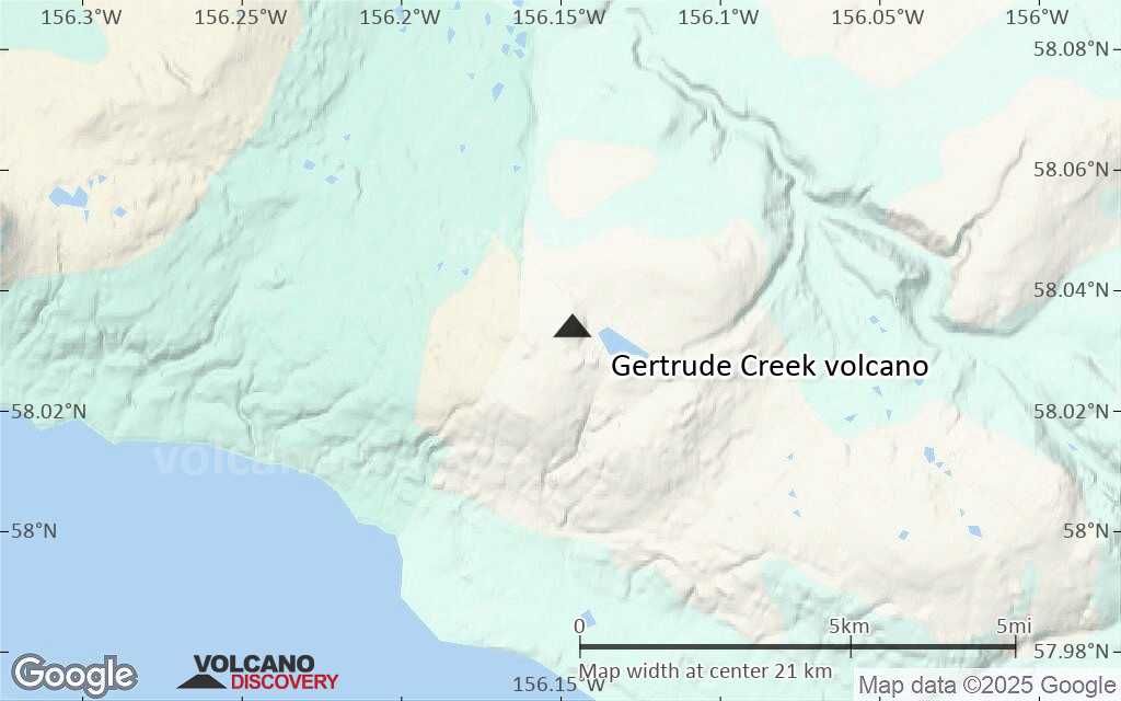 Terrain-type map of Gertrude Creek volcano (scale of 20-40 km)