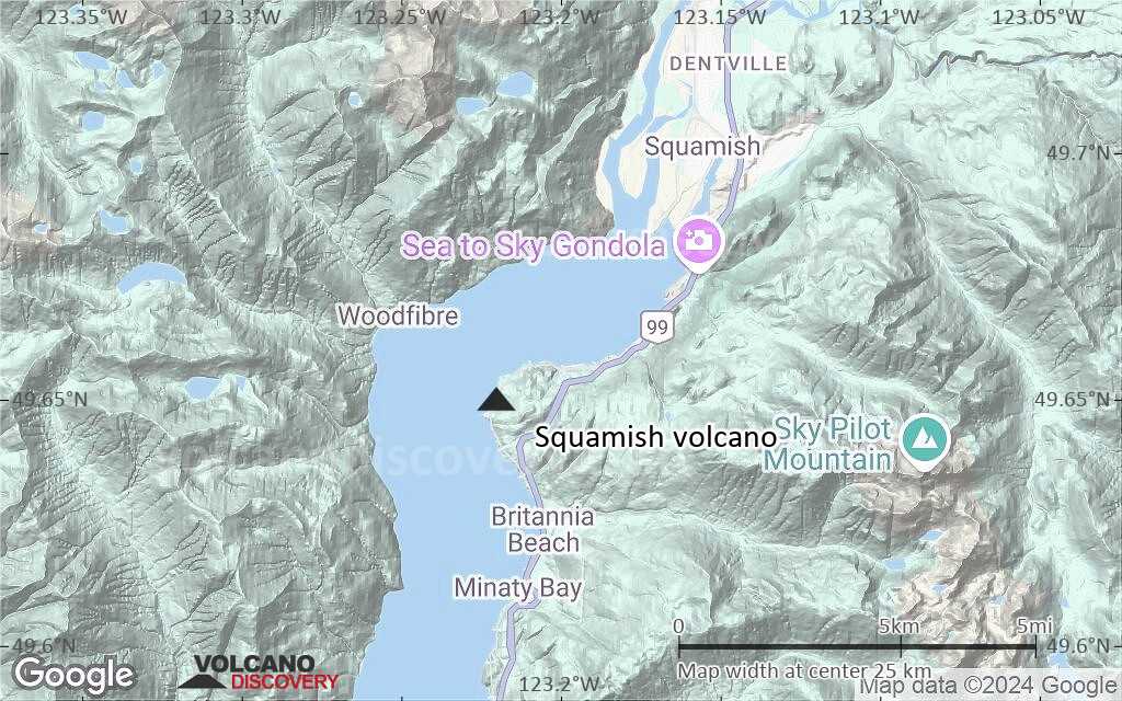 Terrain-type map of Squamish volcano (scale of 20-40 km)