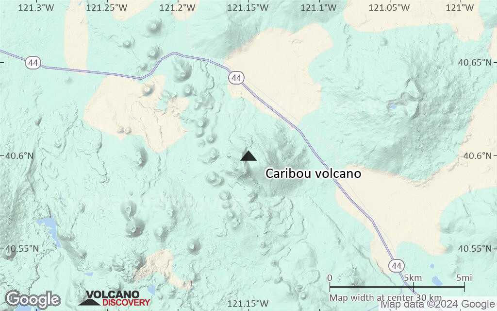 Terrain-type map of Caribou volcano (scale of 20-40 km)
