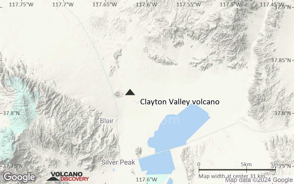 Terrain-type map of Clayton Valley volcano (scale of 20-40 km)