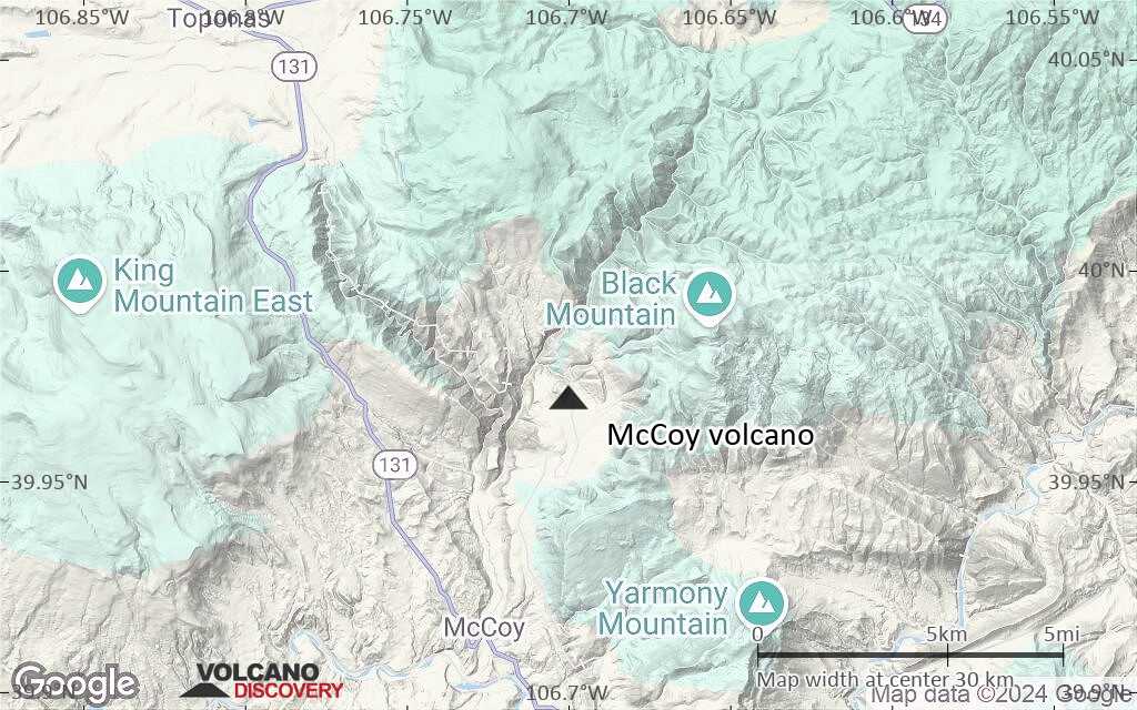Terrain-type map of McCoy volcano (scale of 20-40 km)