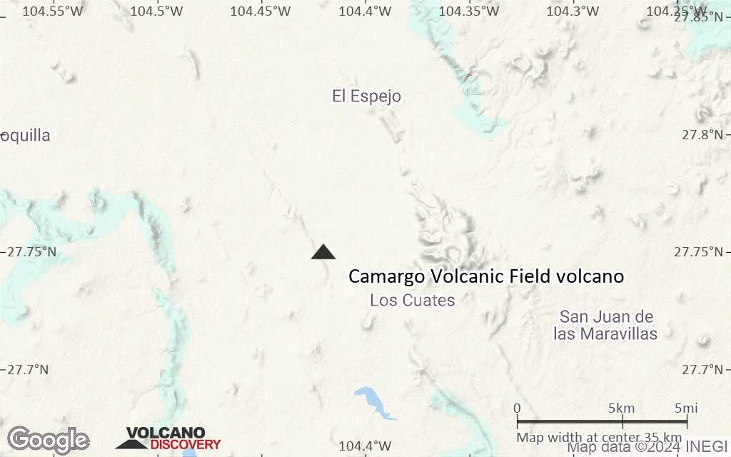 Terrain-type map of Camargo Volcanic Field volcano (scale of 20-40 km)